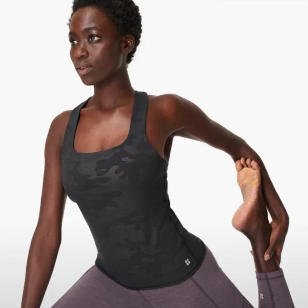 Sweaty Betty-Super Sculpt Yoga Vest (Charcoal Camo)-L